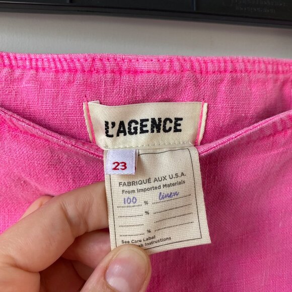 L'Agence Jude High-Rise Sailor Shorts Womens‎ Size 23 Pink Linen Casual Chic - Picture 6 of 11